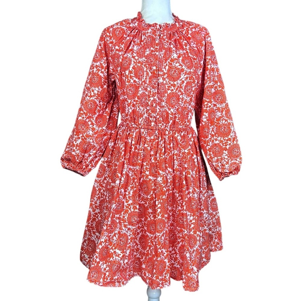 J Crew Mini Dress Med Tall Ruffle Collar Poplin Floral Preppy Closet Essential - Picture 2 of 15